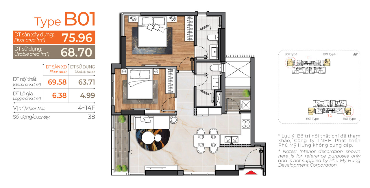 layout căn 07 tháp a cardinal court