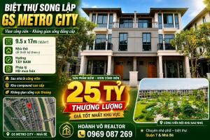 Biệt thự Song lập 162 M2 GS Metro City