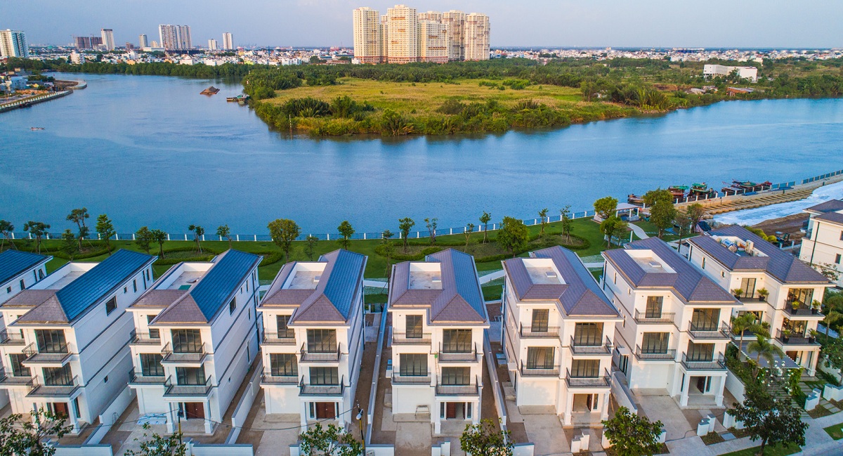 view sông mặt trước biệt thự nine south