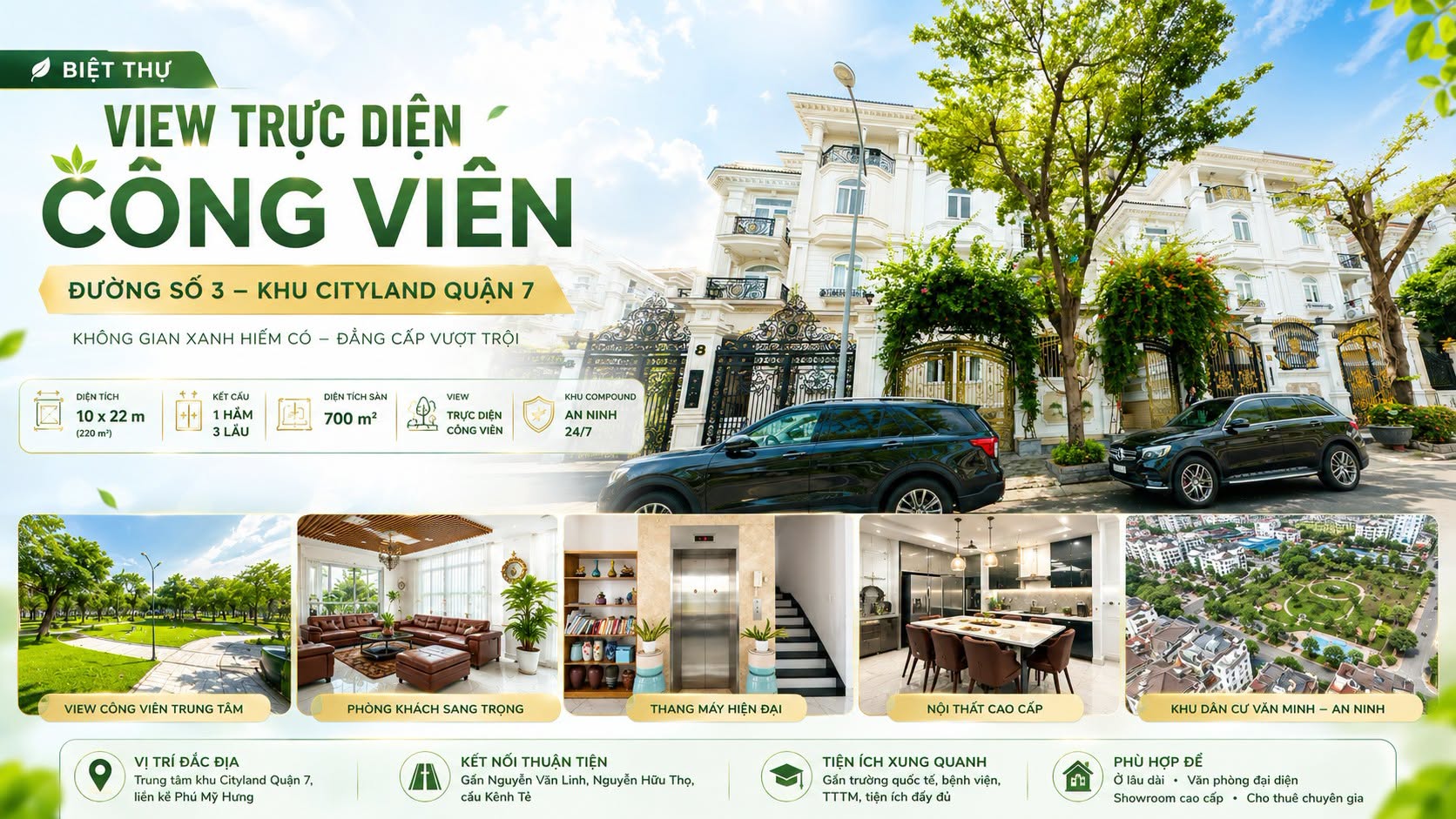 biệt thự view công viên city land riverside