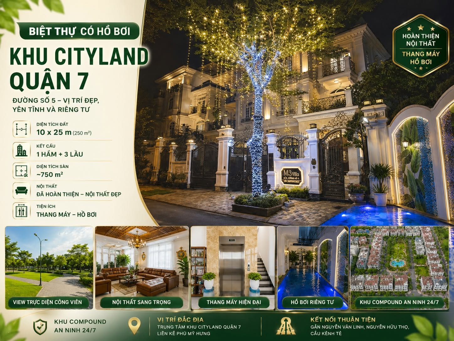 biệt thự có hồ bơi Ciyt Land Quận 7