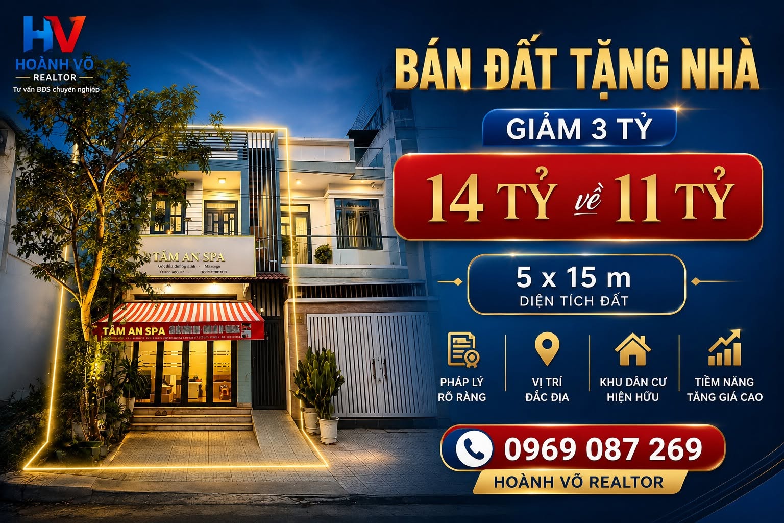 Mua Đất Tặng Nhà 5x15 m 11 tỷ