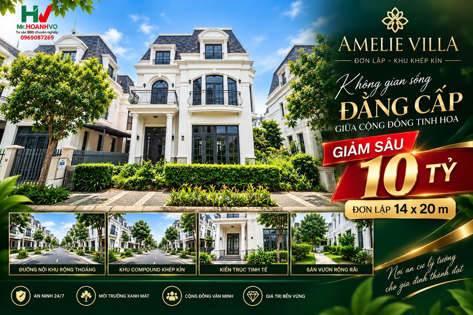 biệt thự Đơn lập Amelie Villa giảm giá sâu
