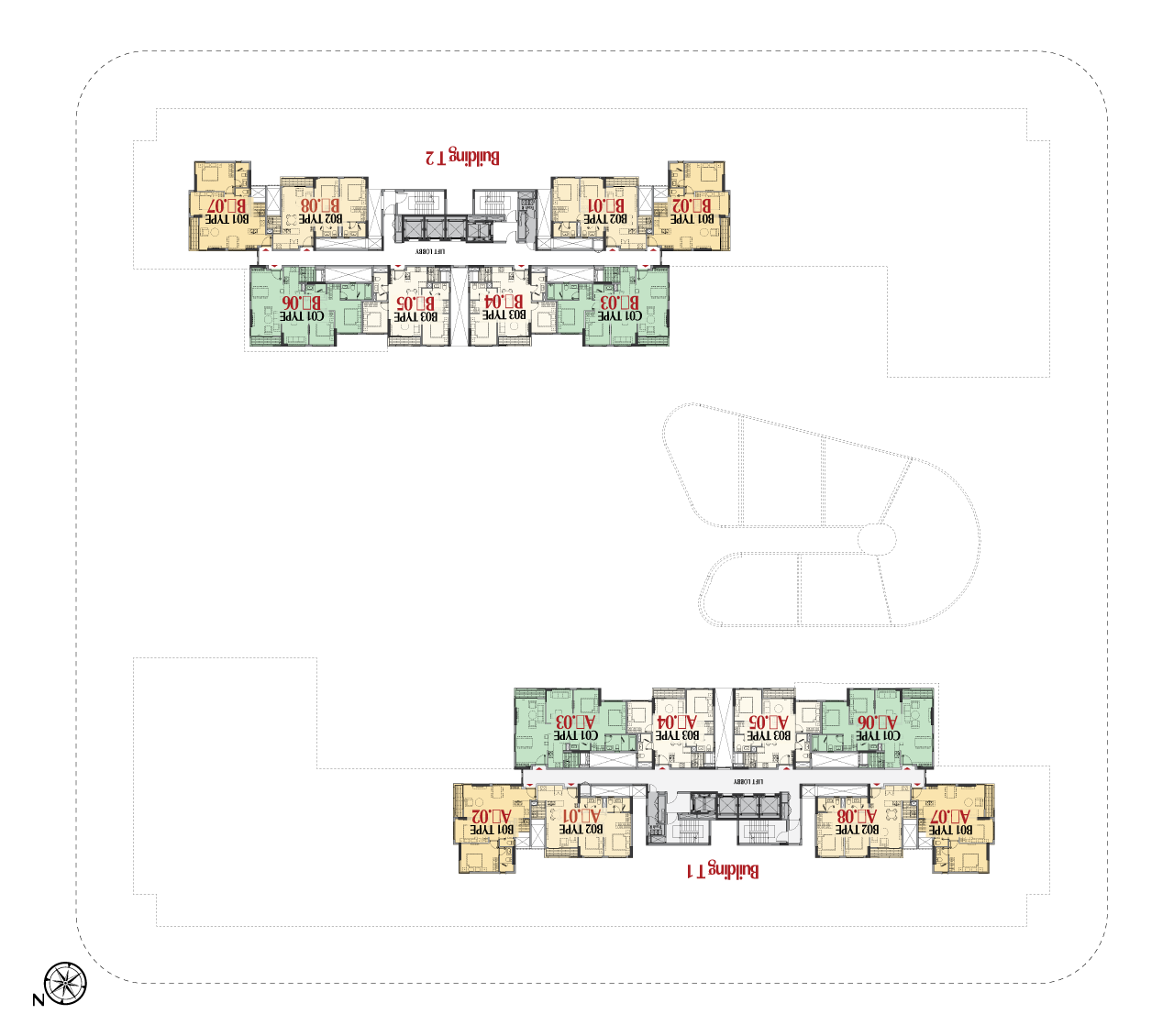 mặt bằng tầng 5 đến 12 cardinal court