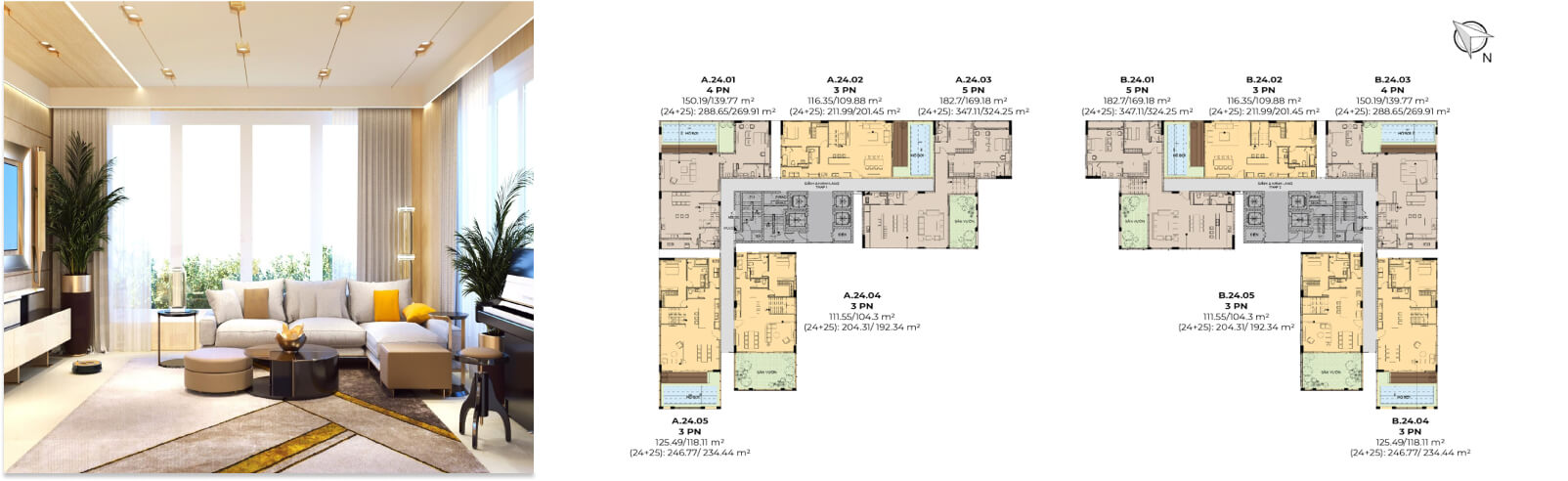 mặt bằng tầng 24 căn hộ essensia sky