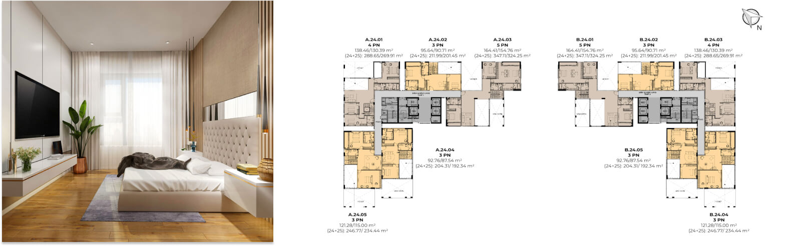 mặt bằng tầng 25 căn hộ essensia sky