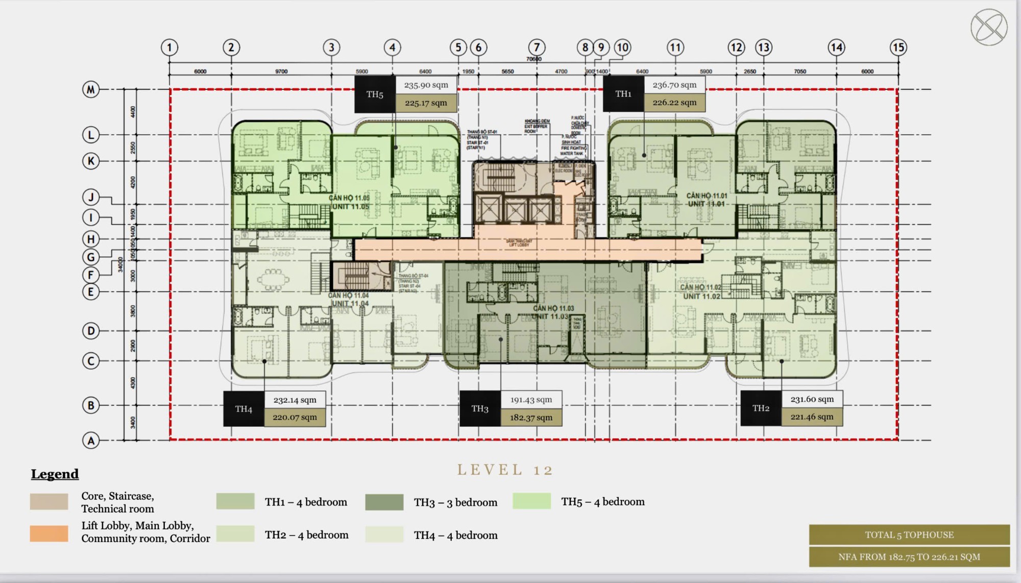 mặt bằng tầng 12 tophouse the sculptura